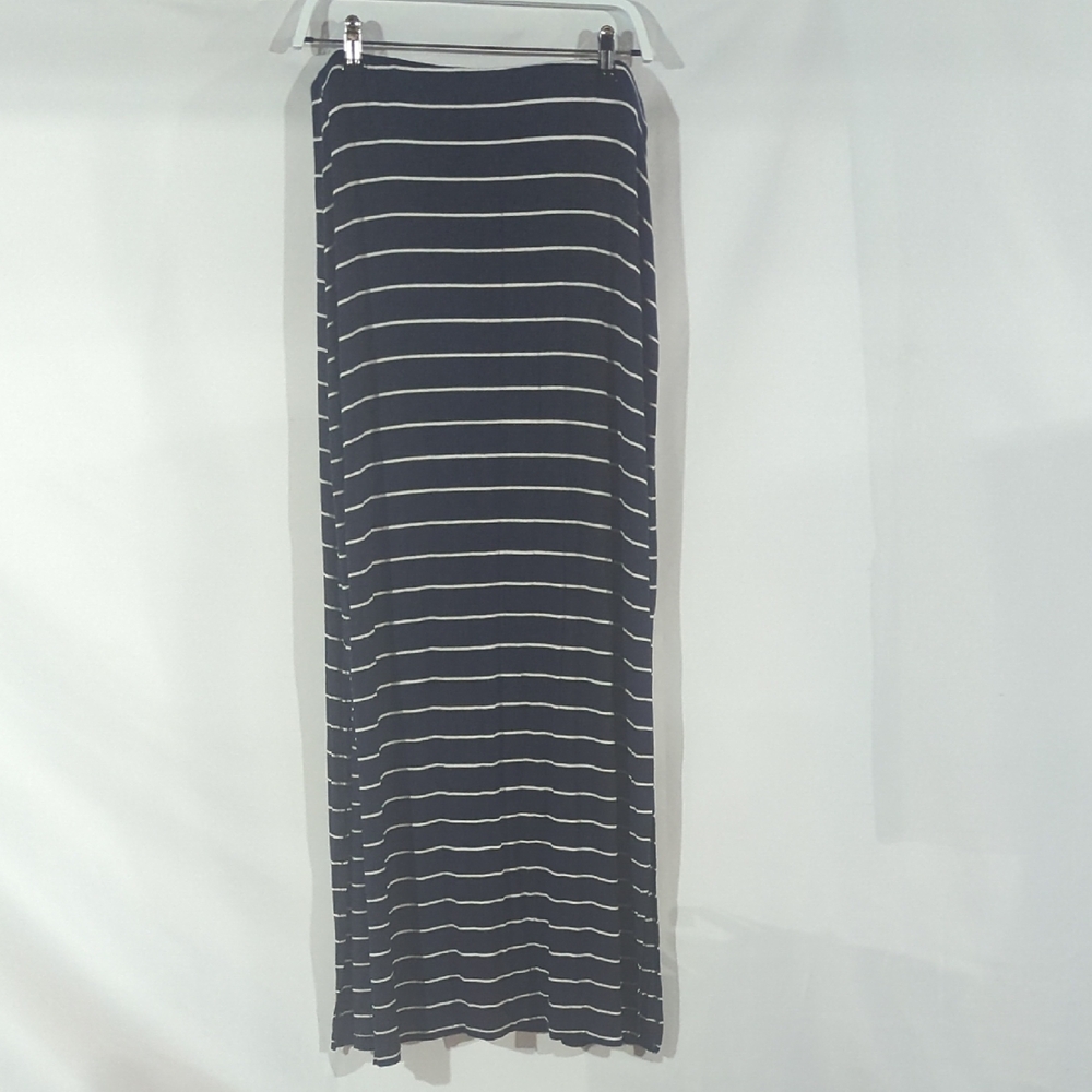 Old Navy Navy and White Striped Maxi Skirt